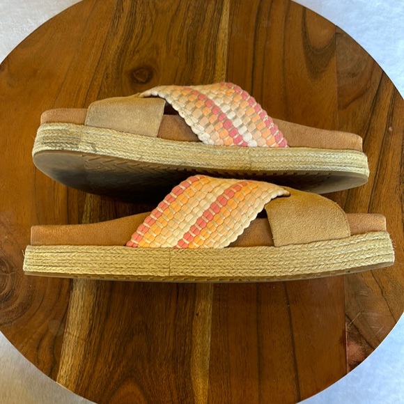 TOMS Woven Paloma Platform Suede Sandals Slides- Size 6 W - Picture 3 of 5